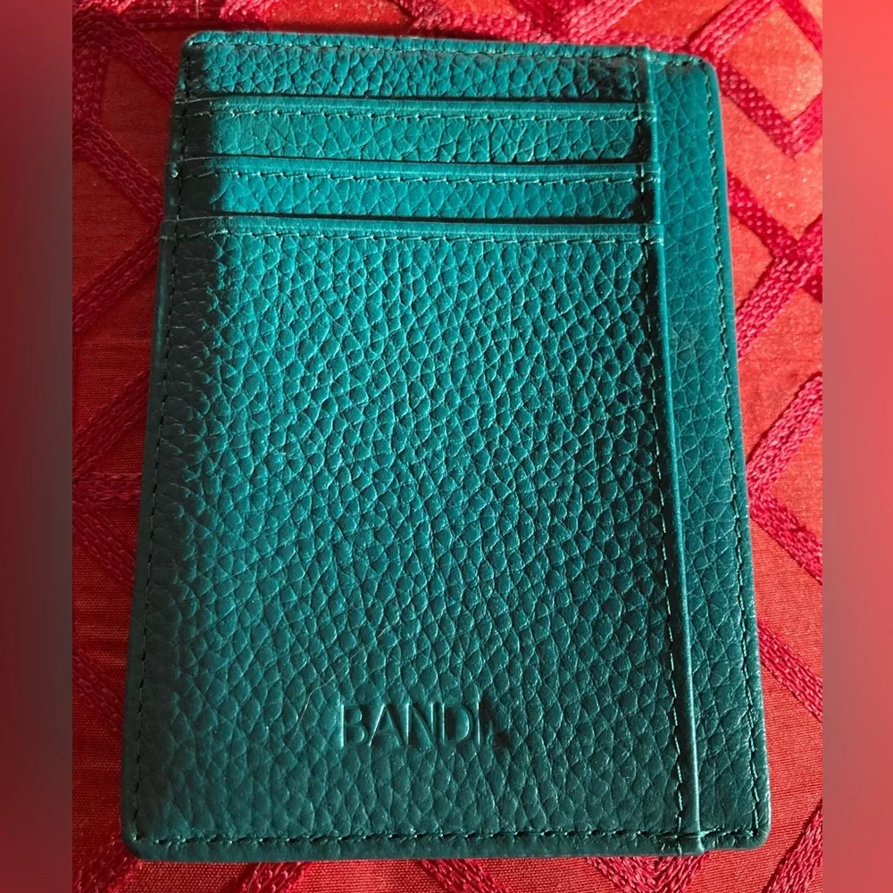 BANDI Slim Wallet, Minimalist Front Pocket RFID Blocking Wallet Aqua NWOT